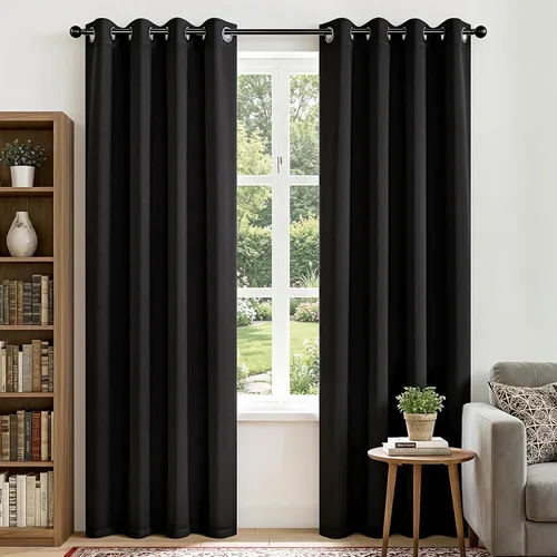 Vista 106 de Joydeco - Juego de 2 paneles de cortinas opacas de 63 pulgadas, 2 cortinas largas con aislamiento térmico burg, cortinas de oscurecimiento