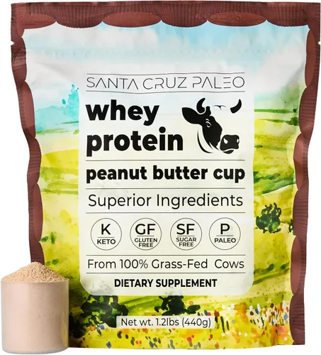 Vista 12 de Santa Cruz Paleo Polvo de Proteína de Suero, Sin Sabor, 20 G de Proteína de Suero Aislada Alimentada con Pasto por Porción, Sin Gluten, Apto