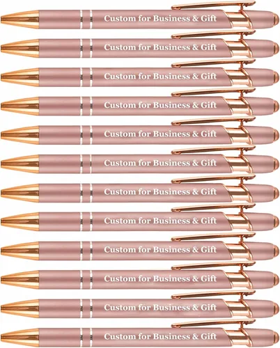 Vista 15 de Bolígrafos personalizados (paquete de 12) – Bolígrafos de metal grabados personalizados con nombre/logotipo, bolígrafos personalizados a granel