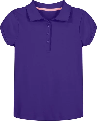 Vista 12 de Nautica Camisa polo de manga corta para uniforme escolar para niñas, cierre de botón, tela de piqué suave
