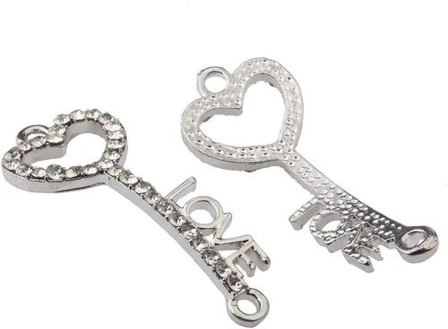 Vista 17 de RUBYCA 5pcs Metal Cruz Llave Lateral Conector Cuentas Cristal DIY Joyería Pulsera Tono Plata