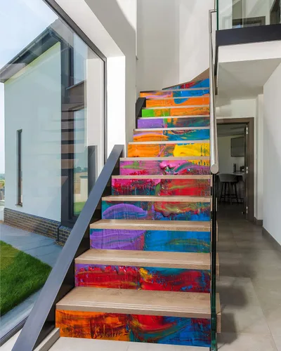 Vista 25 de FLFK Calcomanías para escaleras - Adhesivos para escaleras, Calcomanías autoadhesivas para escalones de Sunrise Coast, para decoración del hogar