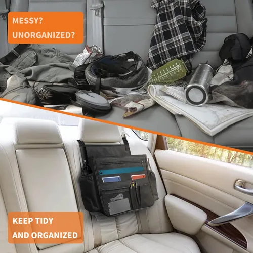 Vista 4 de Boczif Organizador de asiento trasero de automóvil, bolsa de almacenamiento colgante para asiento de pasajero, organizador de asiento delantero