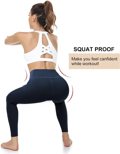 Vista 4 de RIMLESS 7 Women's Leggings with Pockets High Waist Cotton Yoga Pants Workout Running Athletic Compression Capris
