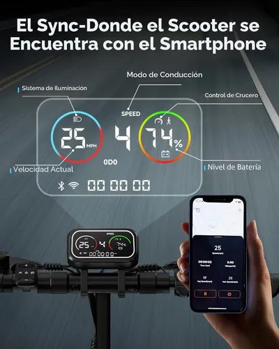 Vista 4 de ECOROAD Scooter eléctrico para adultos, hasta 25 MPH Negro - Anaranjado