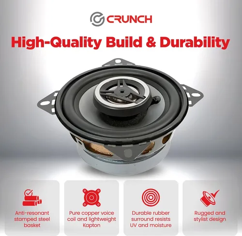 Vista 3 de Crunch CS4CX - Altavoces coaxiales de rango completo para automóvil, de 4 pulgadas, color negro
