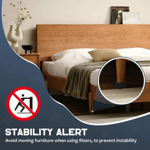 Vista 7 de Paquete de 16 elevadores de muebles ajustables de 1 pulgada, resistentes para sofá, escritorio, silla, sofá, gabinete, cama, elevadores de patas