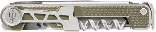 Vista 2 de Navaja de bolsillo Gerber Gear Armbar de corcho EDC multiherramienta con cuchilla, palanca y martillo para acampar, dorado