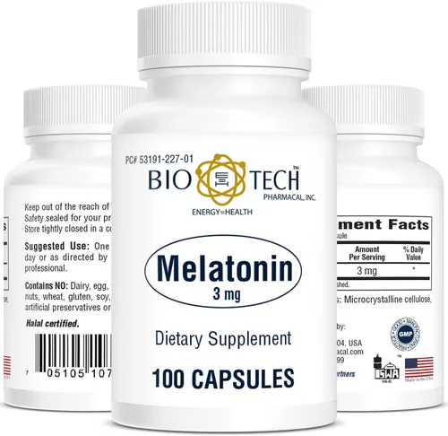 Vista 2 de Bio-Tech Pharmacal Melatonina (3 mg, 100 cápsulas)