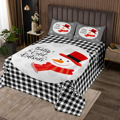 Vista 8 de Manfei Juego de colcha de Navidad para niños, tamaño individual, diseño de pinos de dibujos animados, decoración de habitación de niños y adultos