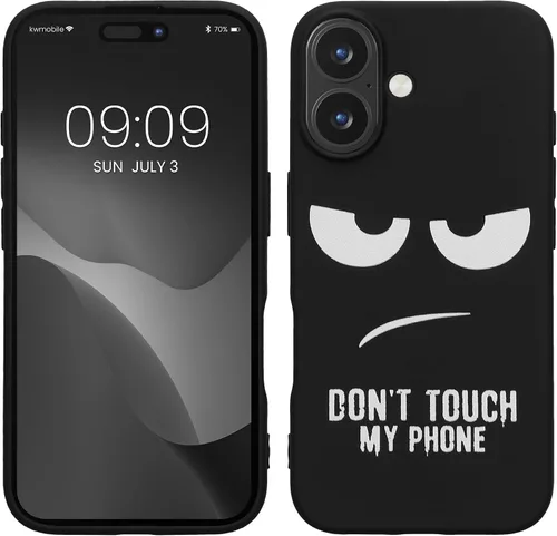 Vista 16 de kwmobile Funda de silicona TPU compatible con Xiaomi 11T/11T Pro - Funda suave - No toques mi teléfono blanco/negro