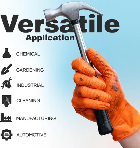 Vista 7 de Raxwell Nitrile Disposable Gloves - Puncture-Resistant Work Gloves - Diamond Grip for Food Prep, Cleaning & Cooking
