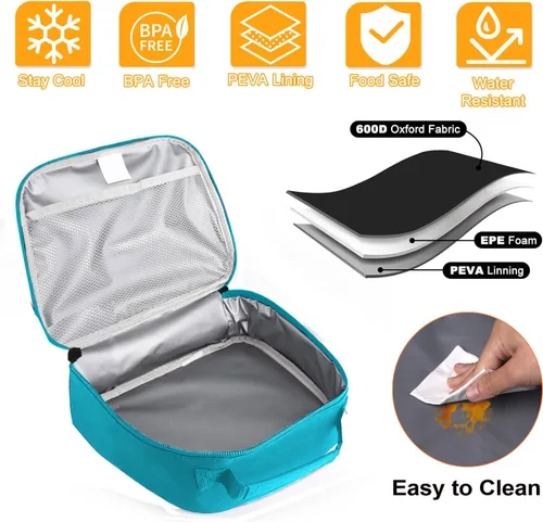 Vista 5 de ZM-YOUTOO Lonchera para hombres – Bolsa de almuerzo reutilizable para hombres adultos y mujeres – Lonchera aislada para oficina, senderismo