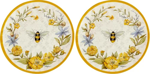 Vista 7 de Certified International Bee Sweet - Platos llanos de melamina de 11 pulgadas, juego de 6, platos inastillables para exteriores con diseño floral