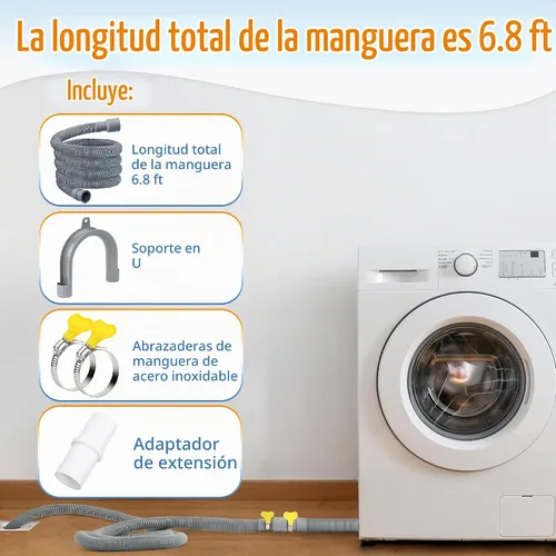 Vista 7 de MyLifeUNIT Manguera de drenaje para lavadora, kit de extensión de manguera de drenaje para lavadora con 1 adaptador de extensión y 2 abrazaderas
