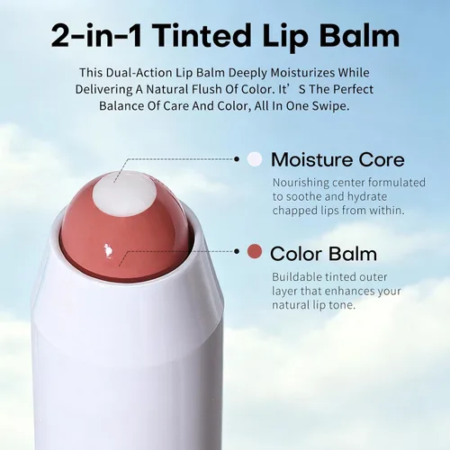 Vista 3 de bayfree Bálsamo labial tintado, brillante, bombea los labios, ligero, hidrata y tiñe con aceite de semilla de jojoba, bálsamo labial vegano, cuidado