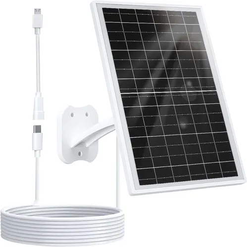 Vista 7 de Zivif 13W Solar Panel for Security Camera, Solar Charger with USB-C/USB & 5.5x2.1mm DC Cbale, Compatible with 5V Battery Powered Camera, 360°