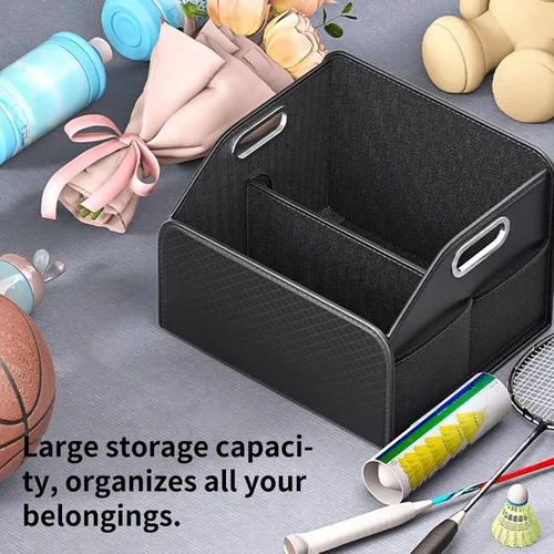 Vista 5 de Car Trunk Organizer, Large Capacity Multi-Compartment Folding Storage Box for SUV, RV, Sedan, Automotive Vehicle Interior, Cargo, Tools, Grocery