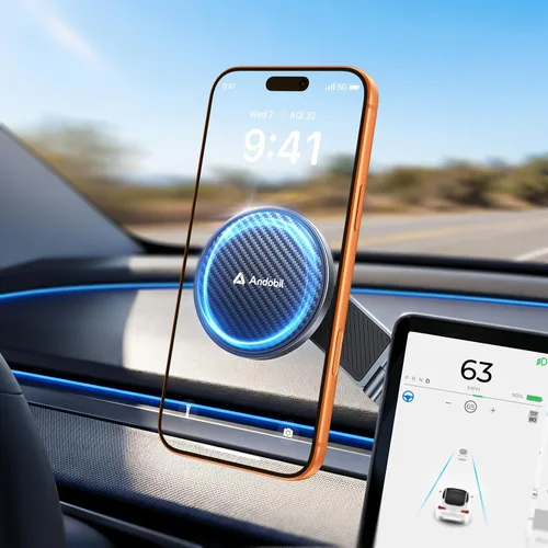 Vista 9 de andobil Soporte de teléfono Tesla de 3ª generación 【Adhesivo mejorado y imán más resistente】Soporte de teléfono para Tesla New Model Y Juniper