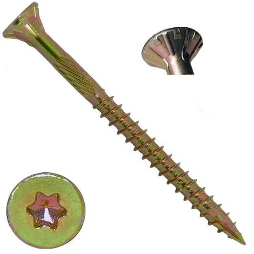 Vista 184 de 8 x 1 revestimiento exterior recubierto de bronce, tornillo de madera multiusos compatible con ACQ, cabeza plana Torx/Star Drive de 1 libra, 288