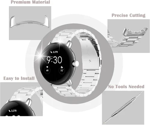 Vista 2 de Miimall Compatible con Google Pixel Watch 2Adapter, adaptador de conexión de metal en forma de arco de 0.787 pulgadas para accesorios de Google