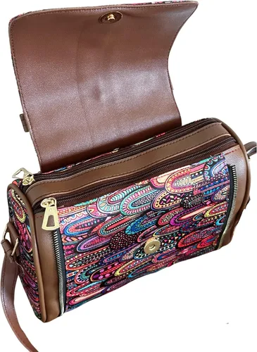Vista 6 de Bolsos cruzados en caja para mujer con cinturón de hombro ajustable, dos partitones, bolsa con asa superior