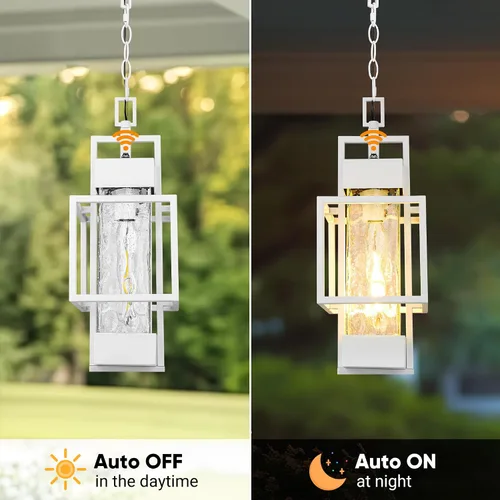 Vista 2 de PARTPHONER Lámpara colgante de 15 pulgadas para exteriores del atardecer al amanecer, lámpara colgante de metal moderno para exteriores, lámpara