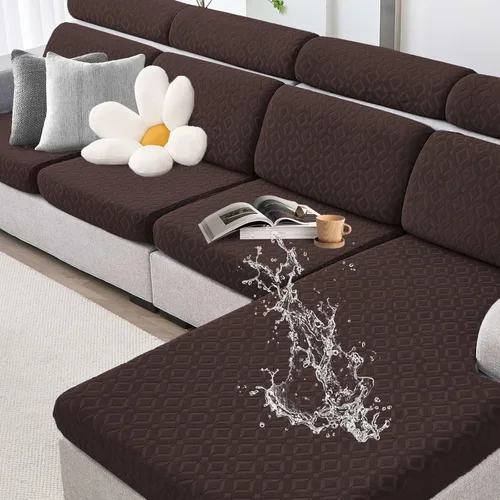Vista 19 de Fundas de cojín para sofá impermeables, fundas elásticas para sofá seccional, funda de cojín lavable, antideslizante, con parte inferior elástica
