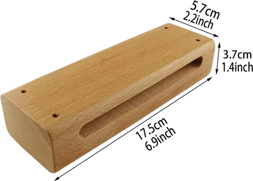 Vista 5 de Bloque de madera con mazo ZZLZX - 1 juego de instrumento musical de bloque de madera con mazo, bloques de ritmo de percusión de madera maciza