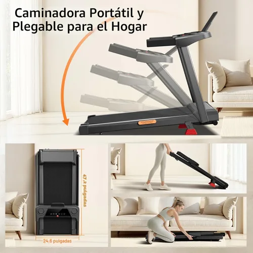 Vista 8 de LONTEK Folding Treadmill with 15% Incline, 3 in 1 Foldable Walking Pad Compact, Portable, Under Desk, for Home Office, 6.2MPH Speed, 2.5HP Quiet