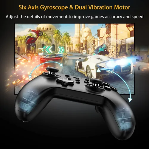 Vista 5 de GuliKit(No Stick Drift KingKong 2 Wireless Controller Compatible with Nintendo Switch, Bluetooth Controller with Hall Effect Sense Joystick, No