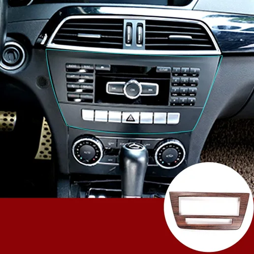 Vista 9 de YIWANG Marco de panel de CD de consola central de coche ABS cromado para Mercedes Benz Clase C W204 2011-2013 (grano de madera negro)