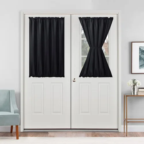 Vista 90 de Cortinas para puerta francesa, color aguamarina, 24 pulgadas de ancho x 40 pulgadas de largo, 1 panel Bolsillo para barra, semitransparente