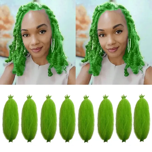 Vista 41 de Extensiones de cabello trenzado con resorte Marley Twist de 8 pulgadas, paquete de 8 para niños, cabello rizado y trenzado kinky, locs suaves