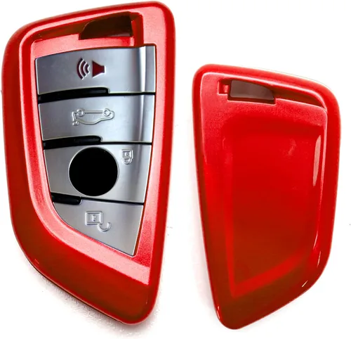 Vista 9 de iJDMTOY Exact Fit - Carcasa para llavero inteligente con diseño de fibra de carbono metálica brillante compatible con BMW X1 X4 X5 X6, serie 5