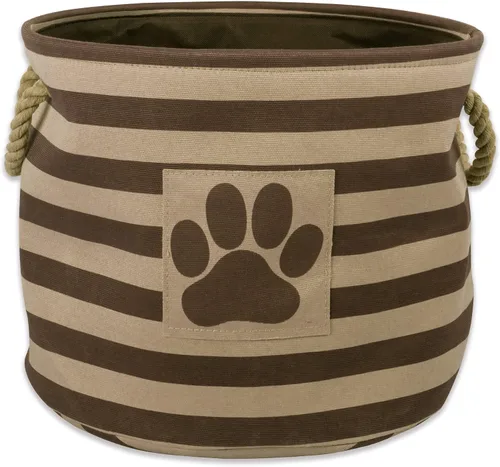 Vista 64 de Bone Dry - Cesta de almacenamiento para mascotas, diseño de parche de pata rayado, aguamarina, rectángulo pequeño