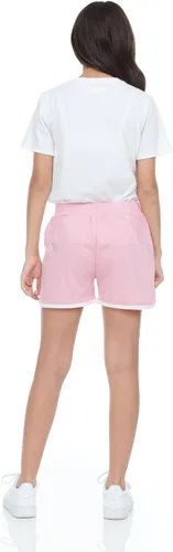 Vista 4 de Pink Angel 4 piezas de pantalones cortos de delfín para niñas, correr, gimnasio, entrenamiento, pantalones cortos para niños, ropa deportiva