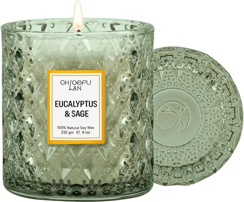 Vista 7 de Chloefu LAN Vela Perfumada Premium con Aroma a Gardenia para Hombres y Mujeres, Altamente Perfumada, 7.1 onzas 45 Horas de Larga Duración, Velas