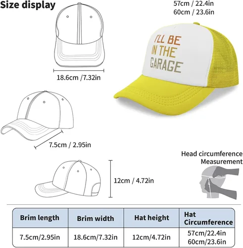 Vista 4 de Ill Be in The Garages Retros Colors Dad Jokes Essential Snapback Hat Mens Unisex Summer Trucker Caps
