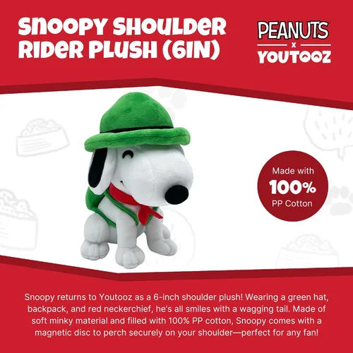 Vista 5 de Youtooz Peanuts Snoopy Shoulder Rider Peluche de 6 Pulgadas, – Peluche Coleccionable de Snoopy de Peanuts