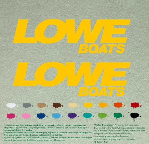 Vista 8 de Par de calcomanías de vinilo de repuesto compatibles con Lowe Boats, motor fuera de borda, juego de 2 (12 pulgadas, negro 070)