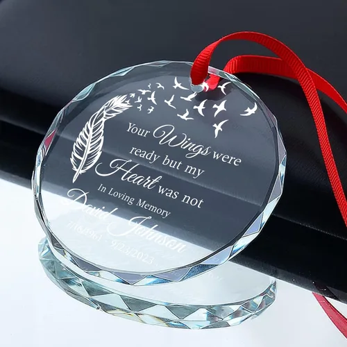 Vista 3 de Adorno de cristal conmemorativo personalizado – Pérdida de papá, mamá, tío, regalo de condolencia de condolencia, en memoria amorosa, recuerdo