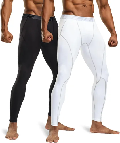 Vista 2 de TSLA - Pantalones de compresión térmica para hombres, calzas deportivas para correr, ropa base de invierno
