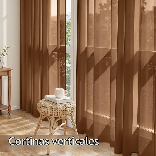 Vista 5 de MIULEE Cortinas traslúcidas marrón oscuro de 96 pulgadas de largo, 4