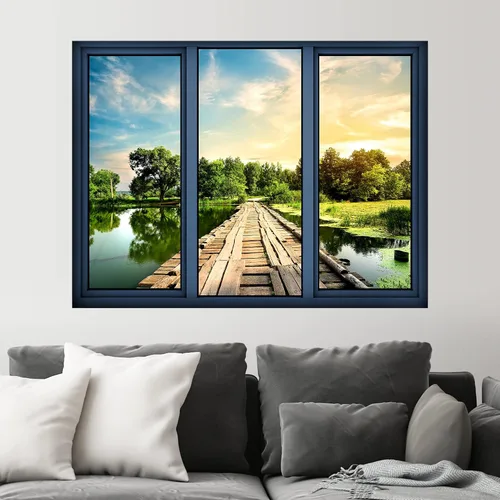 Vista 33 de SIGNWIN Adhesivo mural removible para pared, atardecer cielo naranja, otoño, bosque, árbol, paisaje, naturaleza, arte fino, rústico, paisaje