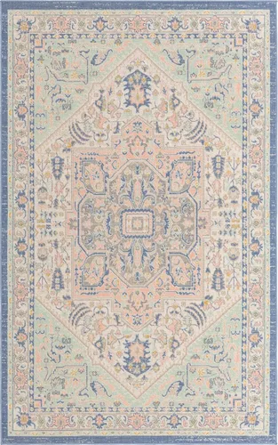 Vista 3 de Unique Loom Whitney Collection - Alfombra rectangular de 5 pies 3 pulgadas x 8 pies, color azul Multicolor/Azul