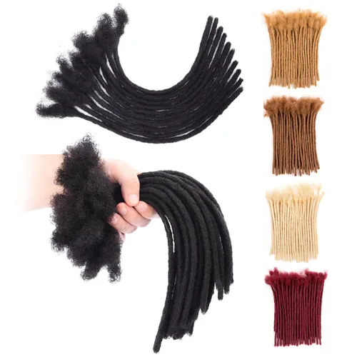 Vista 11 de DAIXI 0.2cm y 0.4cm y 0.6cm y 0.8cm de grosor 4-18 pulgadas 10 hebras extensiones de rastas de cabello humano 100% real para hombres/mujeres