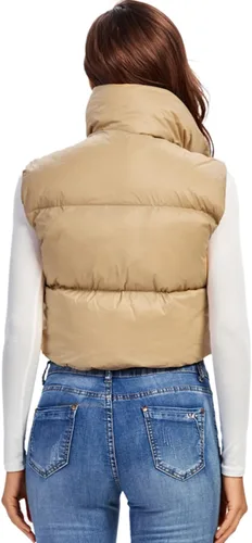 Vista 5 de Fuinloth - Chaleco con relleno, cuello alto, ligero, con cremallera, chaleco acolchado, para mujer