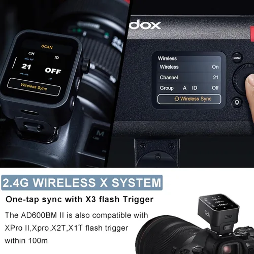 Vista 5 de Godox AD600BMII AD600BM II - Luz estroboscópica para exteriores, para fotografía, flash de estudio de 2.4G 600Ws, montaje Bowens GN87 con lámpara