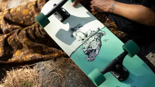 Vista 6 de Fireball Edición limitada Mini Cruiser Longboard - Tabla de patineta de madera de arce de 7 capas, cubierta de patineta Cruiser de madera de arce